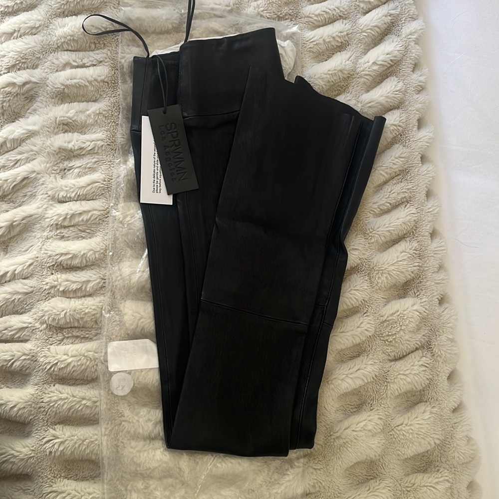 SPRWMN Black leather crop flare leggings - Picture 6 of 8